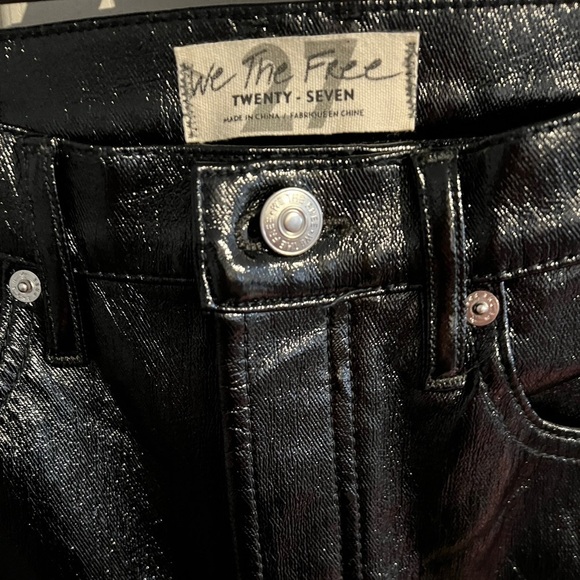 Free People Phoenix Coated Jeans Liquid Black NWT - Picture 11 of 16